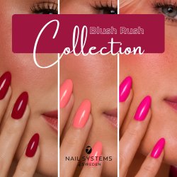 Blush Rush Collection från Nail Systems of Sweden innehåller tre trendiga gelpolish-färger i korallrosa, djup röd och stark rosa