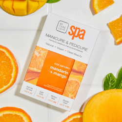 BCL Mandarin & Mango Ritual Kit med Dead Sea Salt Soak, Sugar Scrub, Moisture Mask och Massage Cream i engångsförpackning