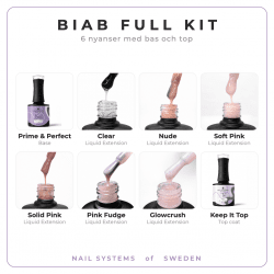 BIAB Full Kit with six BIAB Liquid Extension, Prime & Perfect Base and Keep It Top