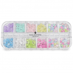 Glass Petals Box med 12 fack genomskinliga kronblad i pastell