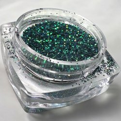 Ge dina designer djup och skimmer med mörkgrönt regnbågsglitter 0,2 mm. Ultrafint glitter perfekt för naglar, hantverk och mer.