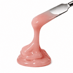 Toffee Builder Gel Pink Fudge – caramel pink builder gel on a spatula
