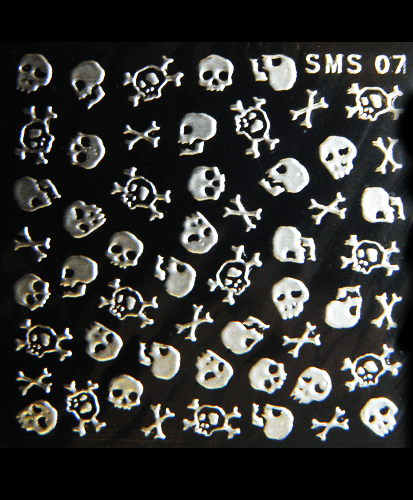 Dödskallar silver - 3D Nail Sticker