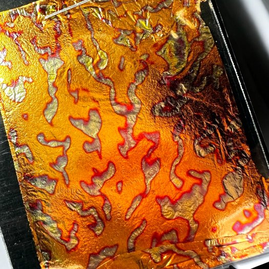 Bronze Elegance Foil – bladguld med koppar- och guldtoner, unikt mönster för nageldekoration.