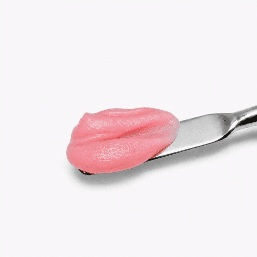 Acrygel Flirty Pink pink acrygel on a spatula