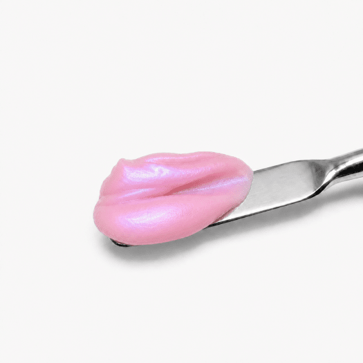 Acrygel Vivid Rose lilac pink acrygel with pearl shimmer on a spatula