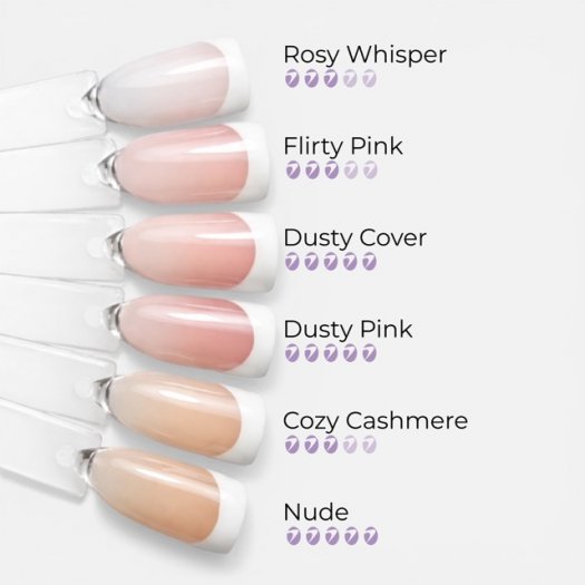 Full-coverage dusty pink acrygel with high viscosity that provides a smooth, stable, and strong reinforcement. Perfect for exten