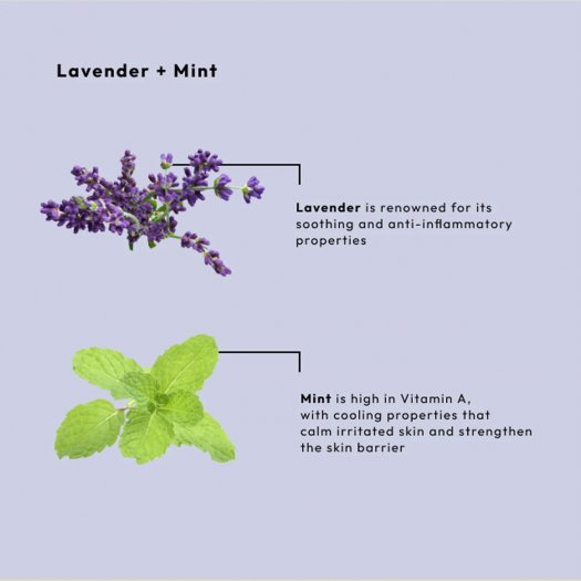 Lavender Mint Ritual Kit ger en lugnande och återfuktande spa-upplevelse i fyra steg. Lavendel och mint reducerar stress, mjukgö