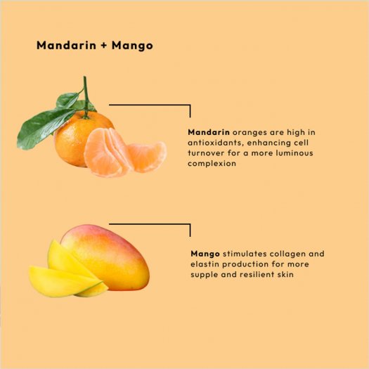 Mandarin & Mango Ritual Pack ger en föryngrande spa-upplevelse i fyra steg. Ekologiska fruktextrakt jämnar ut hudtonen, reducera