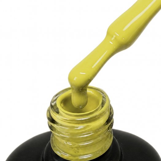 Kimpact Gel Polish, limegrön kulör på pensel över flaskan