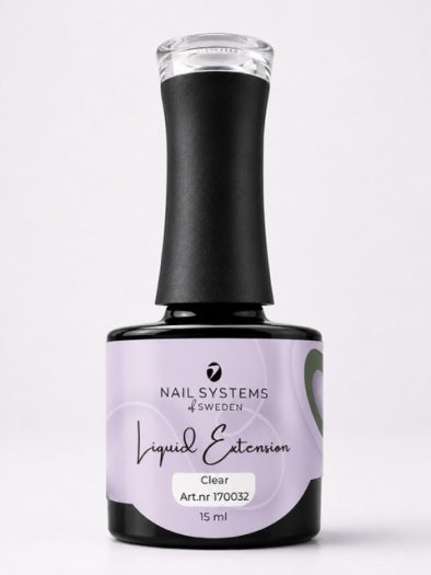 Upptäck BIAB Liquid Extension Clear – en helt transparent hard gel i flaska. Perfekt att blanda med glitter eller att använda fö
