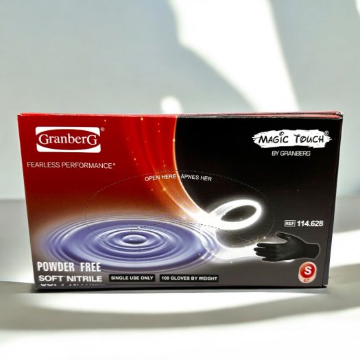 Black nitrile gloves in size S, 100-pack. Latex-free and flexible material that provides strong protection and a comfortable fit