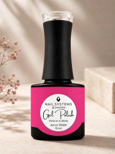 Pink In A Blink är en intensiv rosa gelpolish med klar och livfull färg som ger naglarna ett piggt och iögonfallande uttryck. Sj