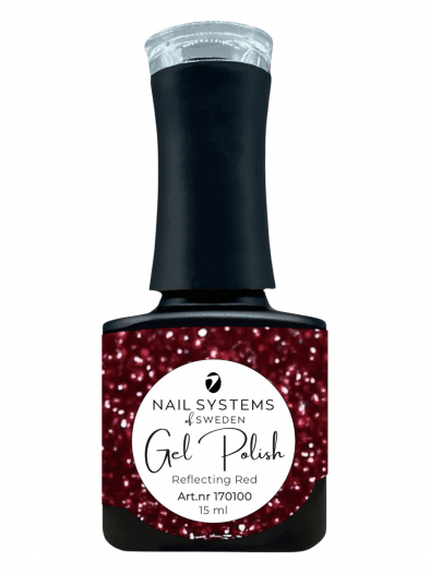 Experience Reflecting Red Gel Polish – a reflective red gel polish that gives your nails a magical and luxurious look.