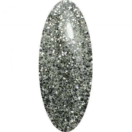 Silver Twinkle Gel Polish från Nail Systems of Sweden – naglar med fint silvrigt glitter och glansig finish som ger en elegant,