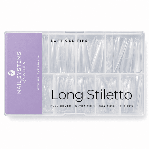 Soft gel tip - Long Stiletto in box with 504 tips