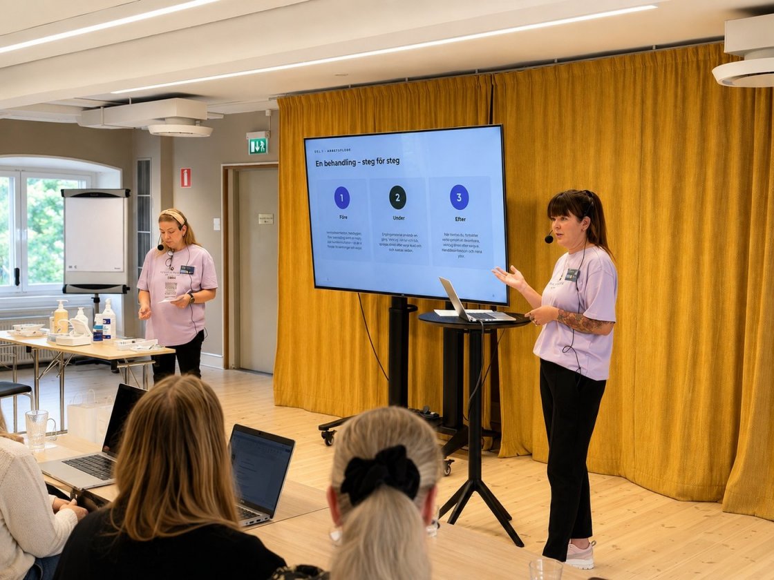 Sanna och Louise föreläser om hygien i nagelsalongen på Hälsoskyddsdagen 2026 i Malmö